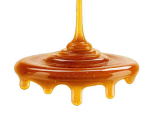 Caramel syrup pouring, dripping