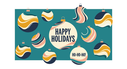 Cheerful holiday ornament background with retro vibe for festive greetings and joyful seasonal celebrations, perfect for cards and social media