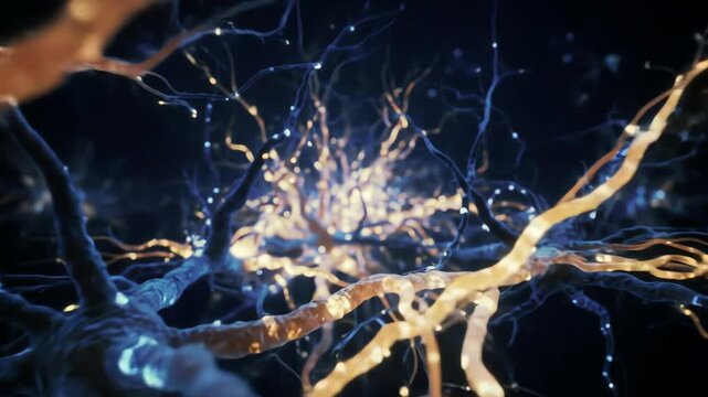 Hippocampal neurons glowing as they form new connections, symbolizing memory creation in real time