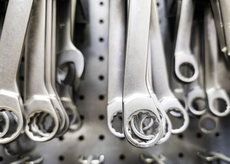 Metal wrenches in the workshop