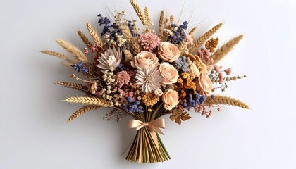 Dried flower bouquet, pastel colors
