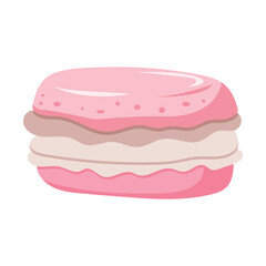 Pink macaron illustration with cream layers cartoon style