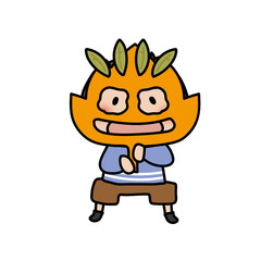 落ち葉のお面をかぶる子供（男の子1）