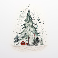 christmas tree with snow