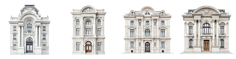 Fototapeta premium Collection of grand classical architectural facades on white