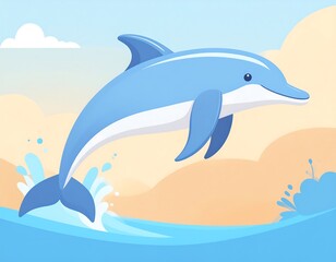 Fototapeta premium Cute dolphin jumping in the ocean