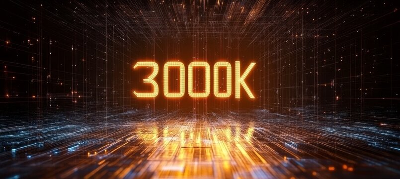 Radiant Future Numbers and Tech Progress with Digital Glowing Digits Concept in 3000K Visualization