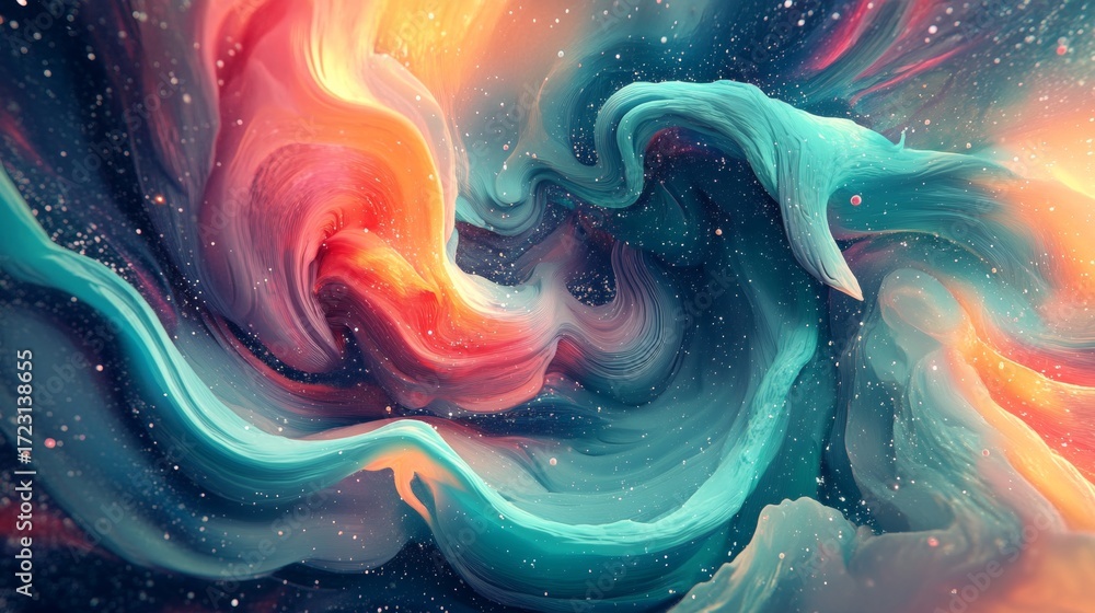 Wall mural experience a vibrant display of colors swirling in an abstract cosmic galaxy. this artwork captures 