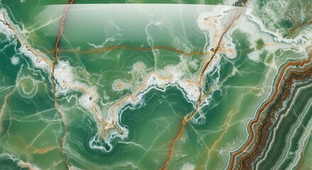 Vivid Green Onyx Stone with Intricate Veins and Natural Patterns