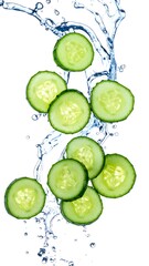 Cucumber slices in water splash (1)
