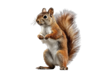 Red squirrel, alert posture, natural light