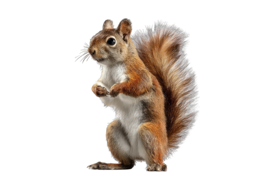 Red squirrel, alert posture, natural light