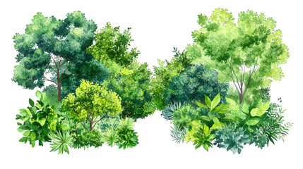 Obraz premium Architectural landscape top view plan of greenery