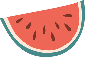 A slice of watermelon with seeds and rind