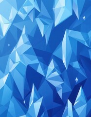 Fototapeta premium A vibrant, geometric design composed of numerous, overlapping, and textured triangles, creating a captivating and icy, deep blue pattern.