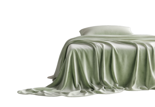 Sage-green draped bed linens