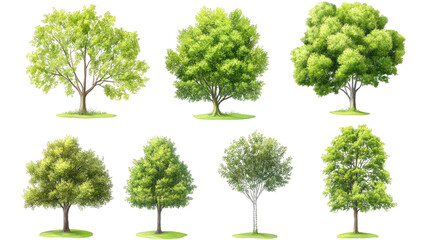 Fototapeta premium Colored Forest Tree Set Stylized illustration of gree