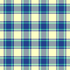 Nostalgic tartan check pattern, open textile vector fabric. Cross texture seamless background plaid in cyan and pastel colors.