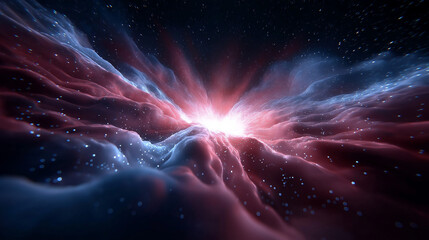 Kosmische Kollision zweier Himmelskörper mit spektakulären Lichtstrahlen und Sternenstaub im Weltraum