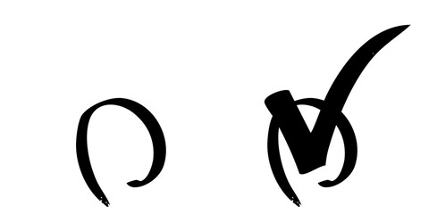 Check mark. Check box icon with right and wrong buttons and yes or no checkmark icons in tick. Isolated checkmark symbol, right and wrong sign concept.