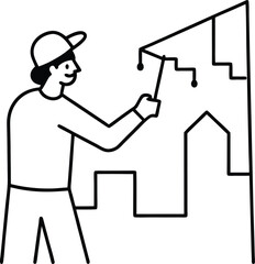 city wall mural painting line art drawing
