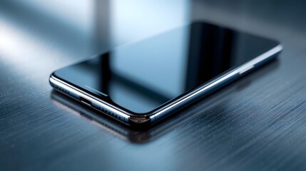 &ldquo;Black Smartphone on Desk Surface &ndash; Minimal Workspace Technology Mockup, Modern Photorealistic Mobile Device&rdquo;