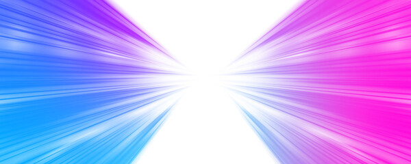Obraz premium Fast city lights blur into streaks of purple and blue, racing along the highway. Neon trails trace the motion of speeding cars. Night rush captured in light. PNG