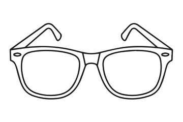 Stylized black outline drawing of modern eyeglasses isolated on Transparent Background