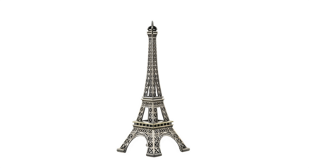 Elegant eiffel tower souvenir isolated on transparent background, a symbol of paris, france, and romantic travel, perfect for showcasing french culture