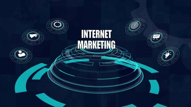 Internet marketing strategy for online success, seo and digital advertising, brand promotion through modern online tools