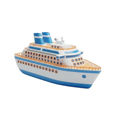 Fototapeta premium 3d icon of cruise ship isolated on transparent background, a passenger vessel for vacation