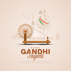 Fototapeta na wymiar creative vector design for gandhi bapu birthday or jayanti post. 2nd october. 