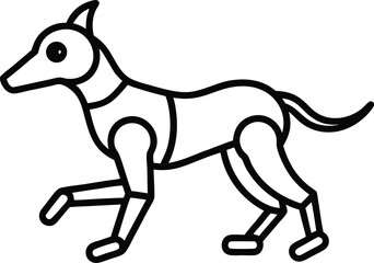 robot dog running line art