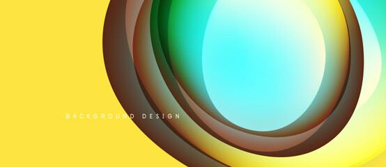 Abstract concentric circles, vibrant colors, yellow background. Modern design element, smooth gradients, dynamic composition.