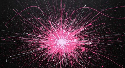 A mesmerizing display of pink light streaks against a dark backdrop, creating an abstract and dynamic visual effect with a burst of energy