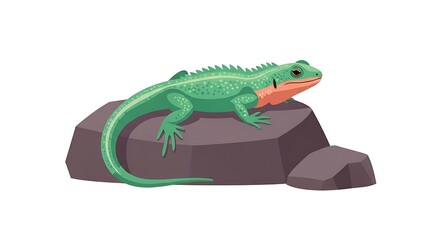 Fototapeta premium Green Lizard on Stone.