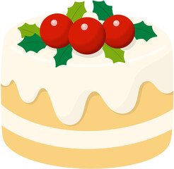 Cute Christmas Cake Dessert Illustration