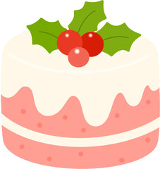 Cute Christmas Cake Dessert Illustration
