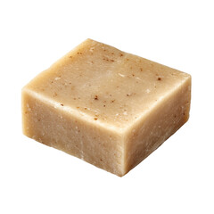 Rectangular bar of light beige soap with speckles