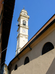 Historic buildings in VIttorio Veneto square at Meda, Monza e Brianza province, Italy: Santuario...
