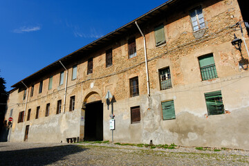 Fototapeta premium Historic buildings in VIttorio Veneto square at Meda, Monza e Brianza province, Italy