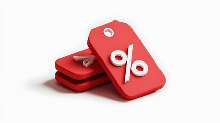 Red discount tags with percentage symbols for sales and promotions
