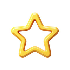 3D golden yellow star icon, outlined in orange-red