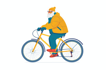 Obraz premium old man staying with bycicle old isolated