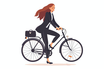 Obraz premium woman in business suit staying with bycicle man isolated