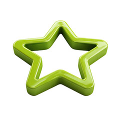 Lime-green, outlined star icon, 3D effect