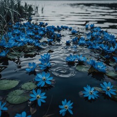 blue flower in the water