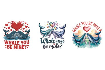 Whales hearts love romance valentine