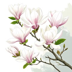 Magnolia blossoms on branch