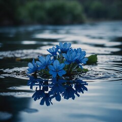 blue flower in the pond